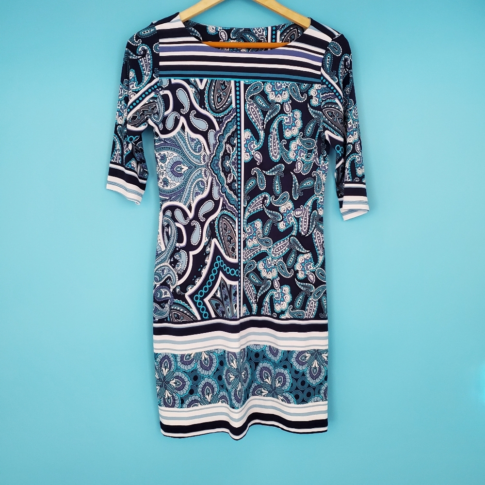 Snap Dress Women's Size Medium Paisley Cropped Sleeve